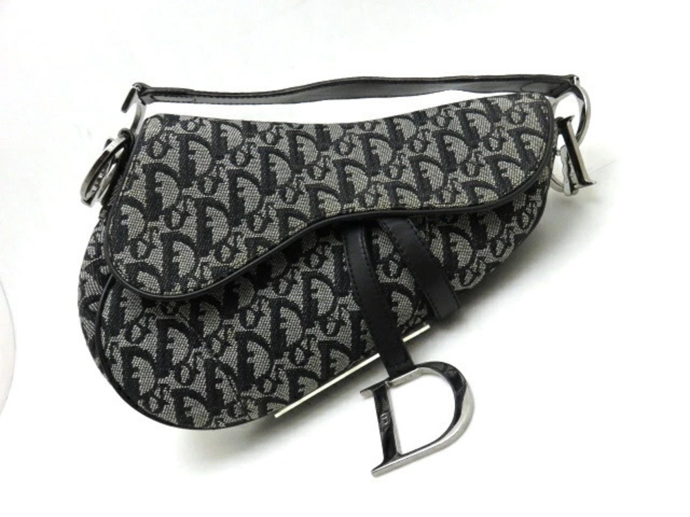 Christian Dior Bag Shoulder Saddle Trotter Canvas Calfskin